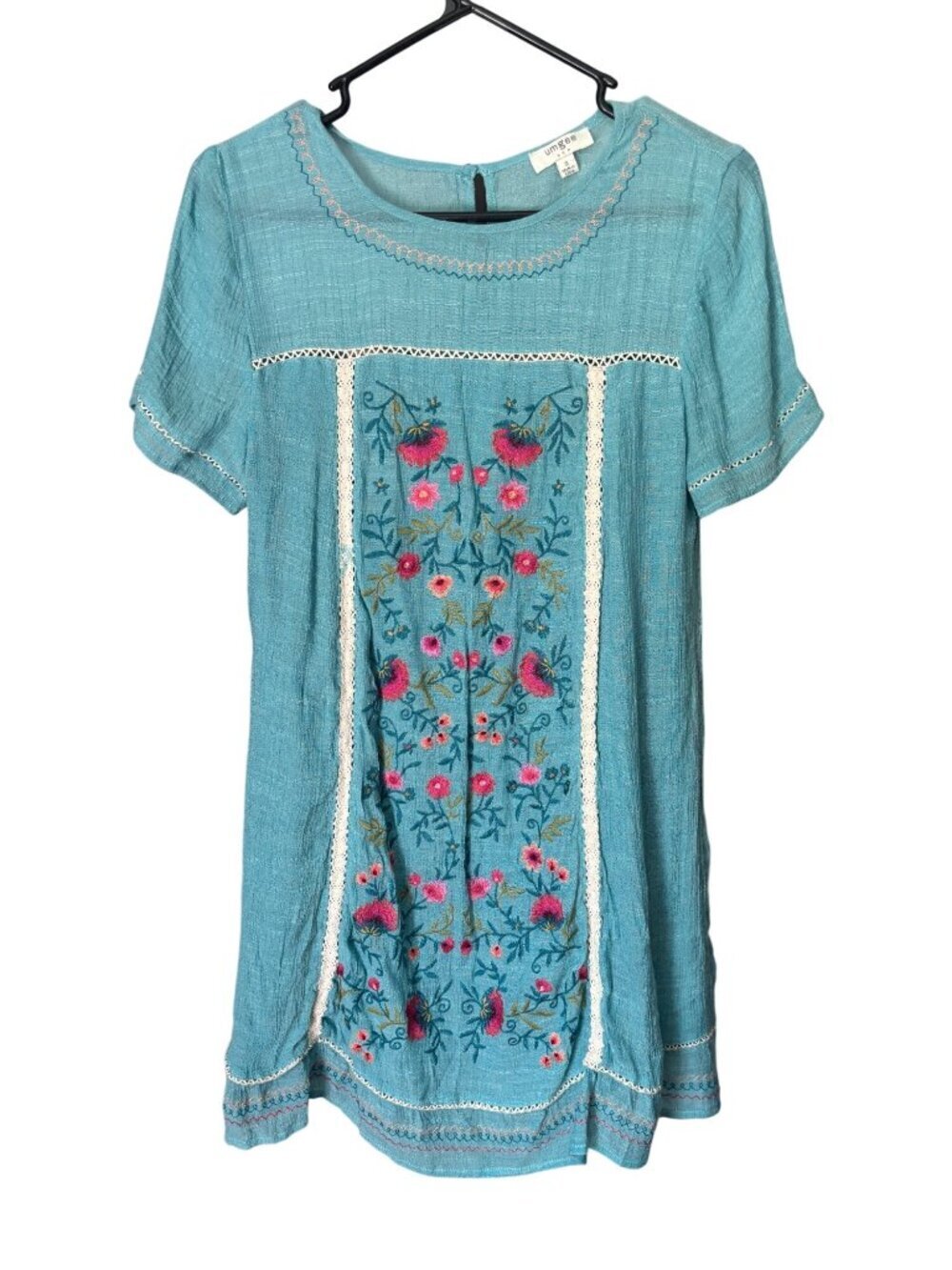 Umgee Women's Teal-Colored with Embroidered Details Short Dress - Picture 2 of 7